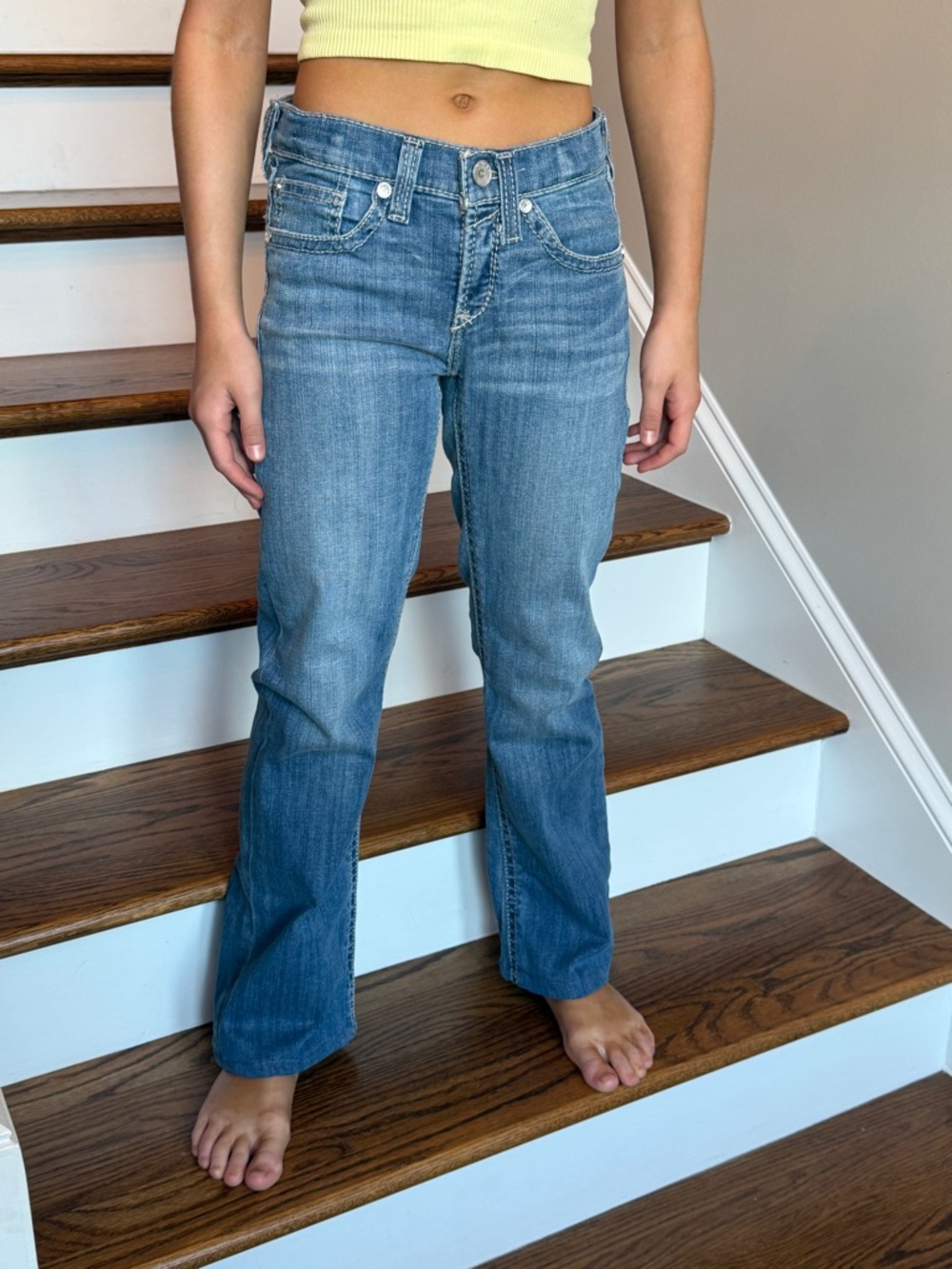 NWT Ariat Girls Hope Boot Cut Light Blue Girls Performance Denim Jeans Size 12